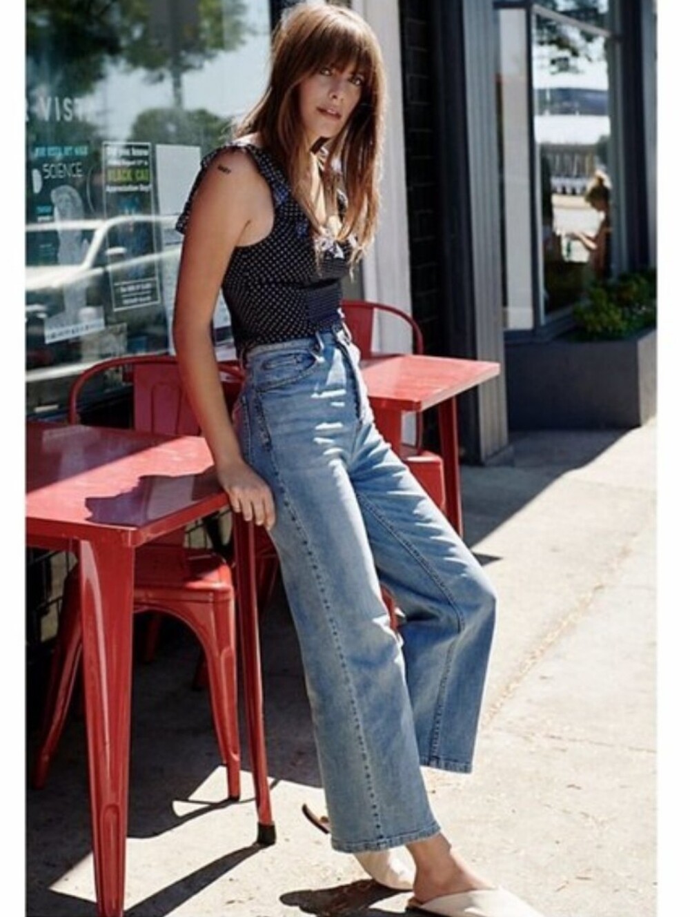 Free People Button Fly Wide Leg Ankle Jeans Size 25 Cotton
